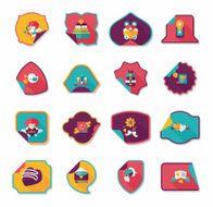 Valentine&#039;s Day sticker banner flat design background set N30