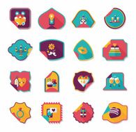 Valentine&#039;s Day sticker banner flat design background set N32