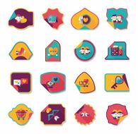 Valentine&#039;s Day sticker banner flat design background set N34
