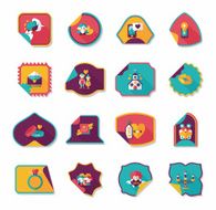 Valentine&#039;s Day sticker banner flat design background set N35