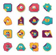 Valentine&#039;s Day sticker banner flat design background set N36