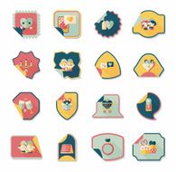 Valentine&#039;s Day sticker banner flat design background set N37