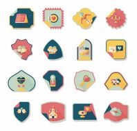Valentine&#039;s Day sticker banner flat design background set N40