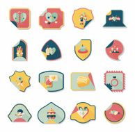 Valentine&#039;s Day sticker banner flat design background set N41
