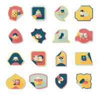 Valentine&#039;s Day sticker banner flat design background set N42