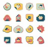 Valentine&#039;s Day sticker banner flat design background set N43