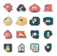 Valentine&#039;s Day sticker banner flat design background set N44