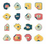 Valentine&#039;s Day sticker banner flat design background set N45