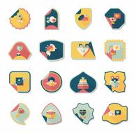 Valentine&#039;s Day sticker banner flat design background set N47
