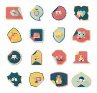 Valentine&#039;s Day sticker banner flat design background set N48
