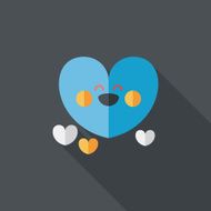 Valentine&#039;s Day love heart flat icon with long shadow eps10 N62