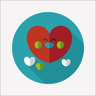 Valentine&#039;s Day love heart flat icon with long shadow eps10 N65