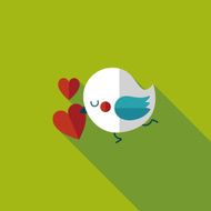 Valentine's Day lover bird flat icon with long shadow eps10 N112