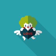 Valentine&#039;s Day cupid flat icon with long shadow eps10 N23