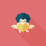 Valentine&#039;s Day cupid flat icon with long shadow eps10 N26
