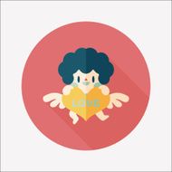 Valentine&#039;s Day cupid flat icon with long shadow eps10 N30