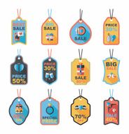 Valentine&#039;s Day tag banner flat design background set eps10 N17