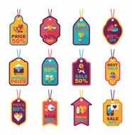 Valentine&#039;s Day tag banner flat design background set eps10 N34