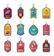 Valentine&#039;s Day tag banner flat design background set eps10 N35