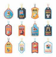 Valentine's Day tag banner flat design background set eps10 N60