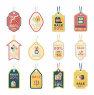 Valentine's Day tag banner flat design background set eps10 N92