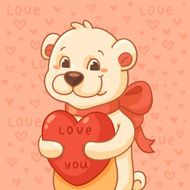 Cute polar bear with heart