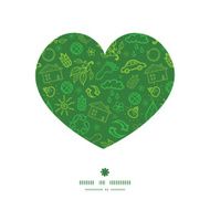 Vector ecology symbols heart silhouette pattern frame N2