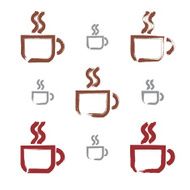 Set of hand-drawn coffee cup icons brush drawing cafe signs N2