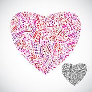 Beautiful decorative vector heart filled with musical notes