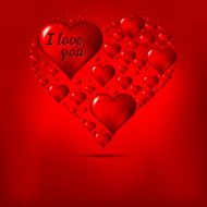 Red Valentines day background with abstract hearts