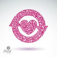 Loving heart floral illustration with update arrows beautiful