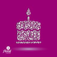 Vector burning wax candle flower-patterned illustration N4