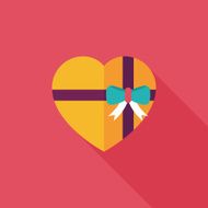 Valentine&#039;s Day present flat icon with long shadow eps10 N94