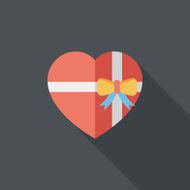 Valentine&#039;s Day present flat icon with long shadow eps10 N96