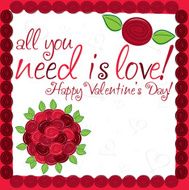 Rose bouquet Valentine&#039;s day card in vector format