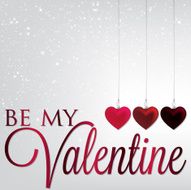 Hanging ornaments Valentine&#039;s Day card in vector format