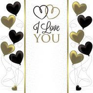 Heart Balloon bunch Valentine card in vector format N4