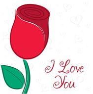 Single rose Valentine&#039;s Day card in vector format N3