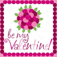 Rose bouquet Valentine&#039;s day card in vector format N4