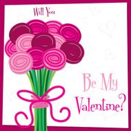 Rose bouquet Valentine&#039;s day card in vector format N6