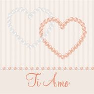 Inter linked pearl heart card in vector format