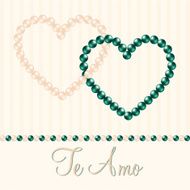 Inter linked pearl heart card in vector format N6