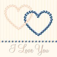 Inter linked pearl heart card in vector format N7