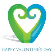 Koru heart ornament Valentine&#039;s Day card in vector format N4