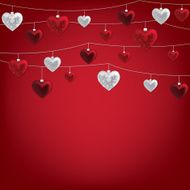 String of Valentine baubles card in vector format