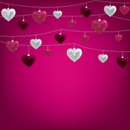 String of Valentine baubles card in vector format N2