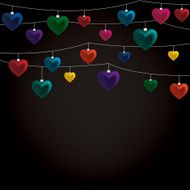 String of Valentine baubles card in vector format N3