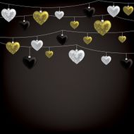 String of Valentine baubles card in vector format N4