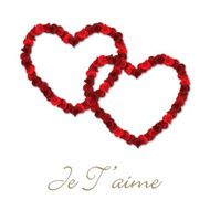 Inter linked rose petal heart card template in vector format