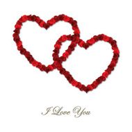 Inter linked rose petal heart card template in vector format N2